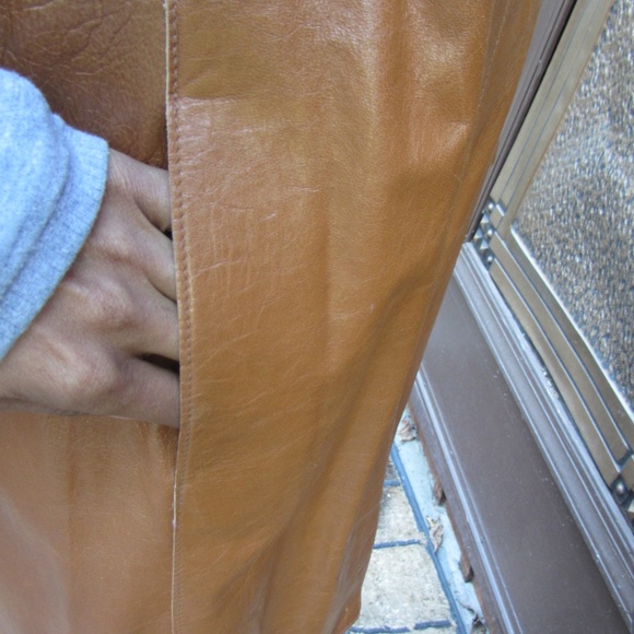JOHN CARLISLE TAN LEATHER 3/4 LENGTH JACKET XS - Picture 7 of 8